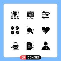 Group of 9 Solid Glyphs Signs and Symbols for sport ux projector ui creative Editable Vector Design Elements