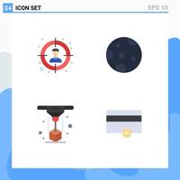 conjunto moderno de 4 iconos y símbolos planos, como la audiencia, la luna láser, el modelado de dinero, los elementos de diseño vectorial editables vector