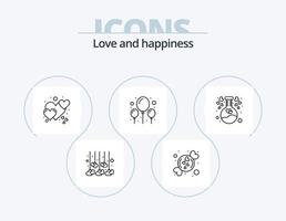 paquete de iconos de línea de amor 5 diseño de iconos. Me encanta el reposo en cama. Fechado. amar. cama. corazón vector