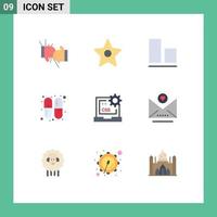 Flat Color Pack of 9 Universal Symbols of develop coding align code medicine Editable Vector Design Elements