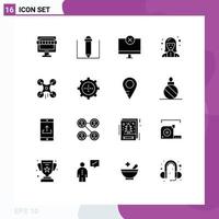 Modern Set of 16 Solid Glyphs Pictograph of technology technician devices specialist digital Editable Vector Design Elements