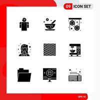 Universal Icon Symbols Group of 9 Modern Solid Glyphs of slab tile pulley scientist mathematician Editable Vector Design Elements