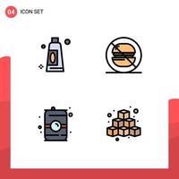 paquete de 4 signos y símbolos de colores planos de línea de relleno modernos para medios de impresión web como la crema puede ayunar elementos de diseño vectorial editables sin cubos vector