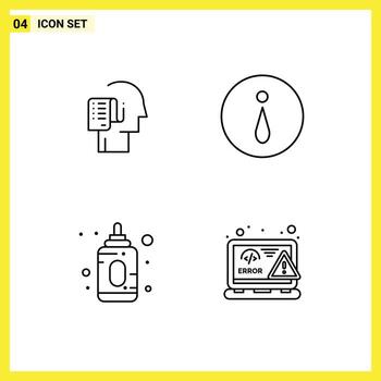 conjunto de línea de interfaz móvil de 4 pictogramas de información de programación infantil humana codificación elementos de diseño vectorial editables vector
