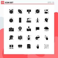 Group of 25 Solid Glyphs Signs and Symbols for management flag advertising dollar natural Editable Vector Design Elements