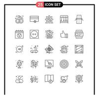 Line Pack of 25 Universal Symbols of construction science setting pendulum configuration Editable Vector Design Elements