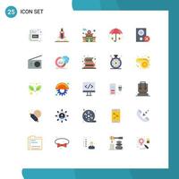 User Interface Pack of 25 Basic Flat Colors of hardware devices building computers insurance Editable Vector Design Elements