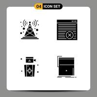 User Interface Pack of 4 Basic Solid Glyphs of antenna darts tower internet people Editable Vector Design Elements