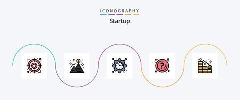 la línea de inicio llenó el paquete de iconos planos 5 que incluye información. pregunta. dólar. Marcos. hora vector