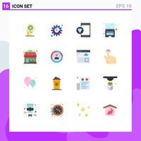 Set of 16 Commercial Flat Colors pack for market store technology app laptop programming Editable Pack of Creative Vector Design Elements