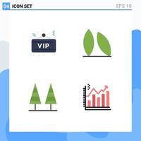 Set of 4 Vector Flat Icons on Grid for vip eco party food nature Editable Vector Design Elements