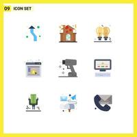 Flat Color Pack of 9 Universal Symbols of seo marketing people cpc light bulb Editable Vector Design Elements