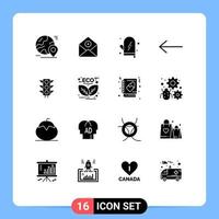 conjunto de 16 iconos de interfaz de usuario modernos símbolos signos para comunicación de flecha de tráfico cocina alimentos elementos de diseño vectorial editables vector