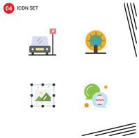 4 Flat Icon concept for Websites Mobile and Apps car process area ship image Editable Vector Design Elements