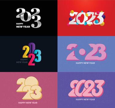 Big Set of 2023 Happy New Year logo text design 2023 number design template vector