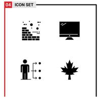 Stock Vector Icon Pack of 4 Line Signs and Symbols for bricks link computer imac user Editable Vector Design Elements