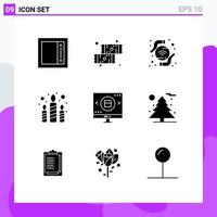 User Interface Pack of 9 Basic Solid Glyphs of shopping magnifying wifi glass light Editable Vector Design Elements