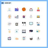 Pictogram Set of 25 Simple Flat Colors of interface wishes basketball greetings day Editable Vector Design Elements