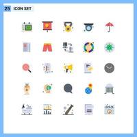 Stock Vector Icon Pack of 25 Line Signs and Symbols for rain umbrella achievement security cam Editable Vector Design Elements