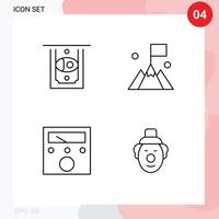 Modern Set of 4 Filledline Flat Colors Pictograph of atm voltmeter flag user clown Editable Vector Design Elements