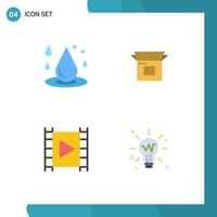 Pictogram Set of 4 Simple Flat Icons of drop release spa business media player Editable Vector Design Elements