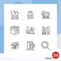 Set of 9 Vector Outlines on Grid for measurement plus bear e box Editable Vector Design Elements