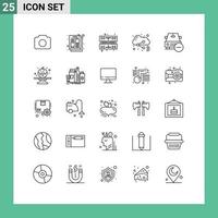 Set of 25 Vector Lines on Grid for less car computer sharing file Editable Vector Design Elements