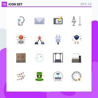 Universal Icon Symbols Group of 16 Modern Flat Colors of sort alphabetical email paint art Editable Pack of Creative Vector Design Elements