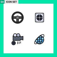 Set of 4 Commercial Filledline Flat Colors pack for controller media wheel plumber globe Editable Vector Design Elements