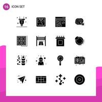 Group of 16 Solid Glyphs Signs and Symbols for tool plug text construction staff Editable Vector Design Elements