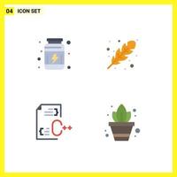 4 Universal Flat Icons Set for Web and Mobile Applications gym coding vitamins fall development Editable Vector Design Elements