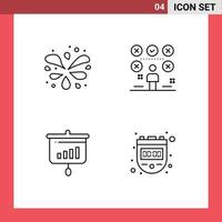 User Interface Pack of 4 Basic Filledline Flat Colors of wavy pool presentation checklist user information Editable Vector Design Elements