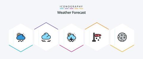Weather 25 FilledLine icon pack including sleep. moon. rain. full. direction vector