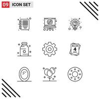 9 iconos creativos signos y símbolos modernos de dibujo crear solución medicina hospital elementos de diseño vectorial editables vector