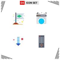 4 User Interface Flat Icon Pack of modern Signs and Symbols of banner direction flag internet control Editable Vector Design Elements