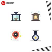 paquete de línea vectorial editable de 4 iconos planos simples de la ciudad geo detener opciones de dólar elementos de diseño vectorial editables vector