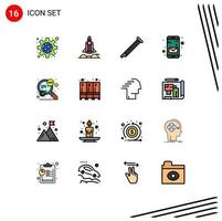 Flat Color Filled Line Pack of 16 Universal Symbols of seo mobile audio message sound Editable Creative Vector Design Elements