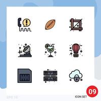 Filledline Flat Color Pack of 9 Universal Symbols of telecommunication graphic rugby designing tool crop Editable Vector Design Elements