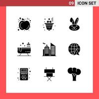 User Interface Pack of 9 Basic Solid Glyphs of globe office rabbit business water Editable Vector Design Elements