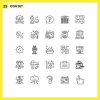 Pictogram Set of 25 Simple Lines of care clinic detergent building question Editable Vector Design Elements