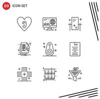 9 Thematic Vector Outlines and Editable Symbols of devices notify dresser notification alert Editable Vector Design Elements