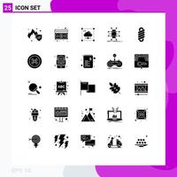 Group of 25 Modern Solid Glyphs Set for double network share infrastructure distribution Editable Vector Design Elements