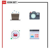 4 Universal Flat Icon Signs Symbols of bucket data spa photography user Editable Vector Design Elements