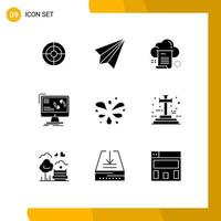 User Interface Pack of 9 Basic Solid Glyphs of data sync send synchronization cloud Editable Vector Design Elements