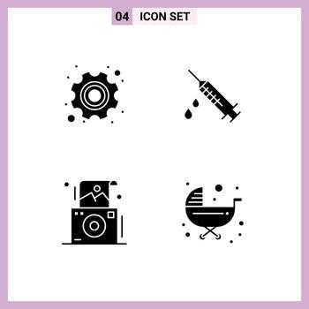 User Interface Pack of 4 Basic Solid Glyphs of day photo labour medical polaroid Editable Vector Design Elements