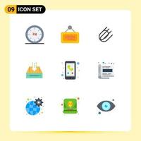 Universal Icon Symbols Group of 9 Modern Flat Colors of empty cabinet open box add Editable Vector Design Elements