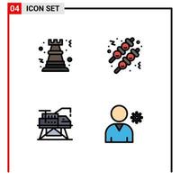 paquete de iconos de vector de stock de 4 signos y símbolos de línea para elementos de diseño de vector editables de plataforma de comida de roca de ingeniería de peón