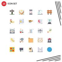 Set of 25 Modern UI Icons Symbols Signs for block test tube cellphone chemistry chemical Editable Vector Design Elements