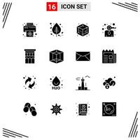 Pack of 16 Modern Solid Glyphs Signs and Symbols for Web Print Media such as house architecture creative person key Editable Vector Design Elements