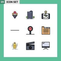 9 Universal Filledline Flat Colors Set for Web and Mobile Applications tab stop economy board minus Editable Vector Design Elements